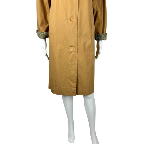 Vintage 70s Reversible Coat Women's Medium Paisley Print Gray Tan Trench - Picture 12 of 16